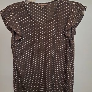 Adrianna Pappel black polka dot top. Small.